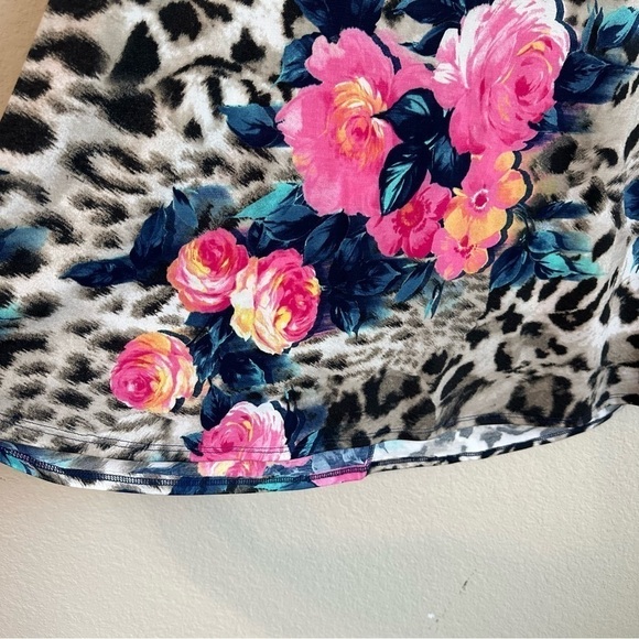 Sew In Love Top Leopard Animal Print Floral Long Sleeve V-Neck Blouse Plus Size - Picture 3 of 7